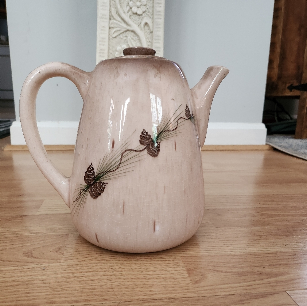 Romco Rocky Mountain Pottery Pine cone tea coffee pitcher, 9 inches